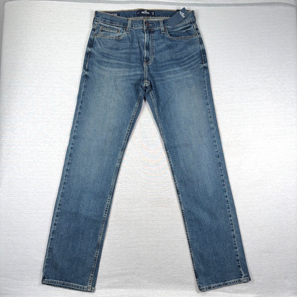 Hollister Epic Flex Classic Straight Jeans Mens Size 32x34 Blue Denim NEW